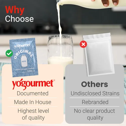 Vista 3 de Yogourmet Kefir Starter (Paquete de 12 unidades versión al por mayor) - Haz Kefir en Casa - Cultura Inicial - Todo Natural, Sin Gluten, Kosher