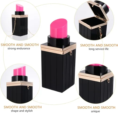 Vista 6 de VALICLUD Bolso de mano de mano con forma de lápiz labial elegante de acrílico para mujer