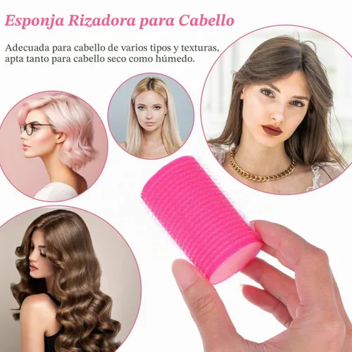 Vista 6 de Rodillo de pelo para flequillo, 12 unidades, rizadores de esponja para el cabello, autoagarre para mujeres y niñas