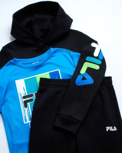 Vista 3 de Fila Conjunto deportivo deportivo para niños, sudadera con capucha de rendimiento de 3 piezas, pantalones deportivos, camiseta - Conjunto de ropa