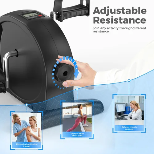 Vista 5 de Ejercitador de pádel, mini bicicleta estática para ciclismo de piernas y brazos, ejercicio de calentamiento