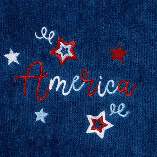 Vista 3 de SKL Home Americana Script - Juego de 2 toallas de mano, bordadas, azul marino 100% Cotton. Fun for Memorial Day, 4th of July, Labor Day & all