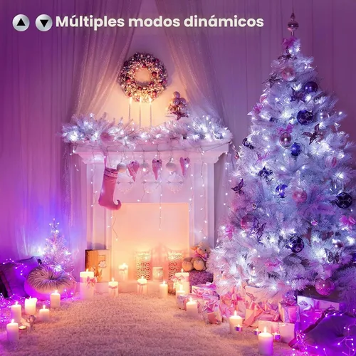 Vista 5 de Brizled Cadena de luces que cambian de color, 33 pies, 100 luces LED pasrel RGB - Cable transparente - USB