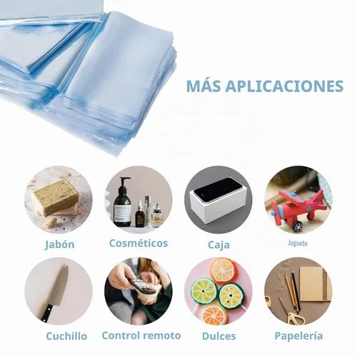 Vista 5 de 500 bolsas termorretráctiles de 6 x 8 pulgadas, bolsa retráctil transparente sin olor con orificio de ventilación, envoltura de película