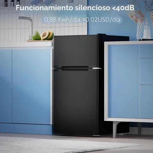 Vista 4 de Electactic 3.1 pies cúbicos Mininevera con congelador de 2 puertas, refrigerador compacto mini con estantes de vidrio ajustables y removibles