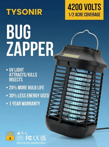 Vista 5 de Exterminador de insectos eléctrico de alta potencia de 4200 V para exteriores e interiores, exterminador de insectos impermeable y eficiente