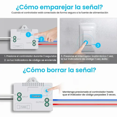 Vista 7 de Milfra Kit de interruptor de luz inalámbrico y receptor, interruptor de luz inalámbrico, no necesita WiFi para exteriores e interiores, interruptor