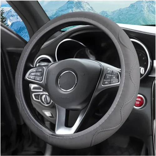Vista 12 de Funda elástica para volante zipelo de 15 pulgadas, microfibra transpirable de seda de hielo, universal, antideslizante, para automóvil, cálida