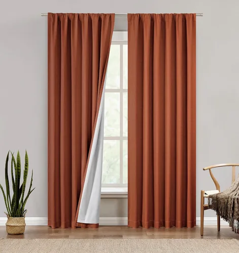 Vista 21 de Central Park Panel de cortina opaca completa de lino de algodón con bolsillo para barra, lazo trasero, tratamiento de ventana para sala de estar