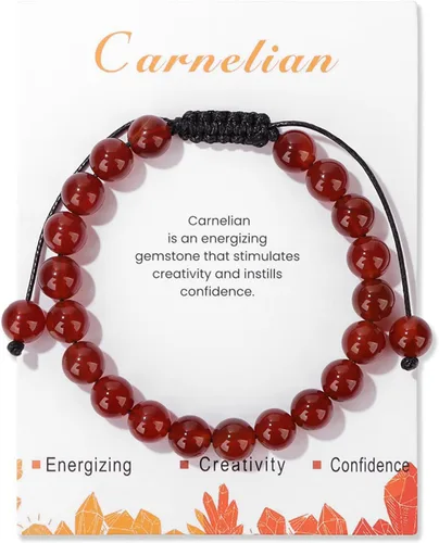 Vista 48 de Pulsera de cristal curativo para mujer de 0.315 in, pulsera de cuentas de cristal natural ajustable hecha a mano, joyería curativa, regalo