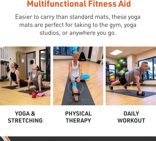 Vista 3 de Body Sport Esterilla de yoga, superficie antideslizante de alta densidad con absorción de golpes, ideal para yoga, pilates y entrenamientos en casa