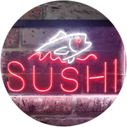 Vista 19 de ADVPRO Sushi Fish Sashimi Restaurant - Letrero de neón LED de doble color, azul y rojo, 12 x 8.5 pulgadas, st6s32-i3334-br