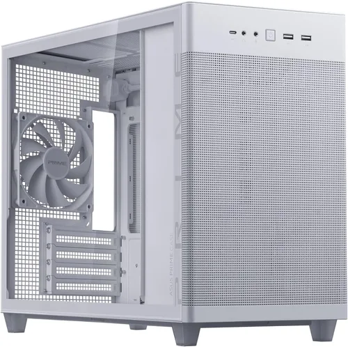 Vista 13 de Cajas de PC ASUS Prime AP201 de 33 litros Micro ATX color negro con paneles laterales sin herramientas y malla de filtro cuasi, con soporte