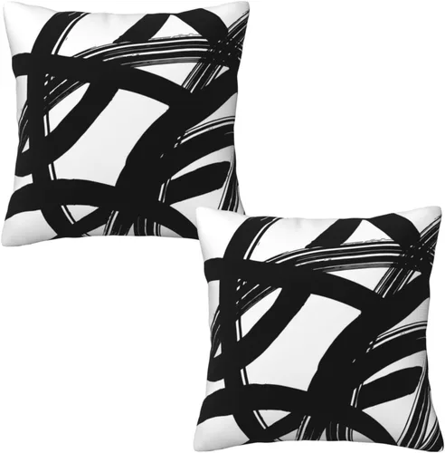 Vista 9 de Lcokin - Fundas de almohada decorativas con rayas rojas y negras abstractas, 16 x 16 pulgadas, juego de 2, funda cuadrada de cojín gris para sofá