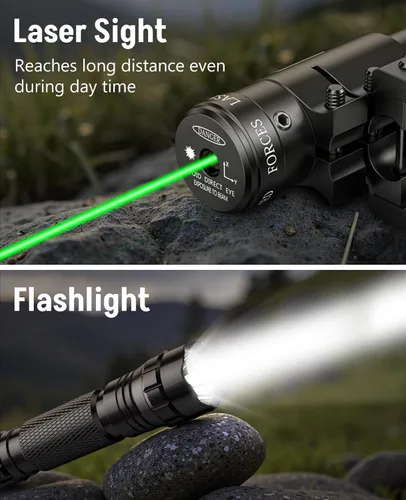 Vista 6 de MidTen Combo de alcance de rifle AO de 6-24x50, óptica de alcance doble iluminado con vista holográfica de punto rojo y verde, mira láser IIIA/2MW