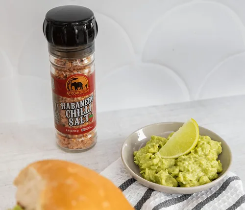 Vista 4 de African Dream Foods - Sal picante Habanero Sal de chile picante con habaneros africanos naturales, sal marina Ideal para carne, pollo, mariscos