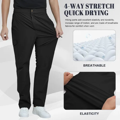 Vista 5 de MEETYOO Pantalones cargo de senderismo para hombre, impermeables, tácticos, ligeros, elásticos, para acampar