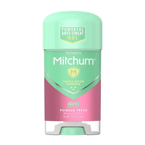 Vista 6 de Mitchum Desodorante antitranspirante de gel, triple defensa de olores para mujeres, polvo fresco, 2.25 onzas, paquete de 4