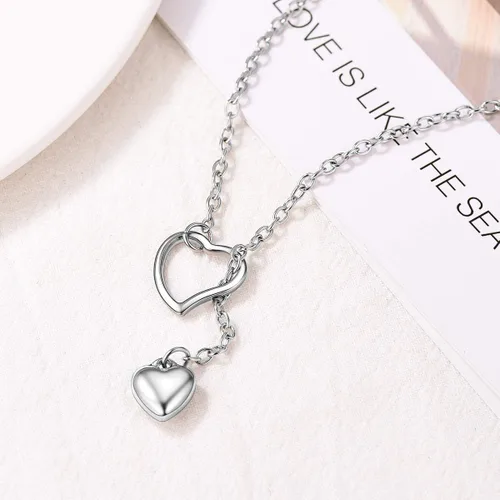 Vista 5 de FOCALOOK Lariat Y-Necklaces Long Necklaces for Women Long Black Necklaces Gold Necklaces for Women Drop Heart Necklaces for Women Front