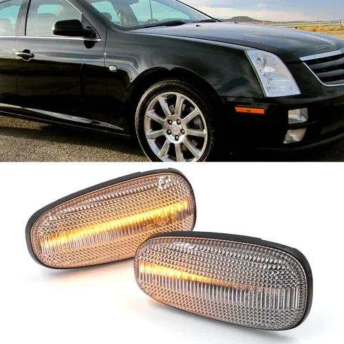 Vista 7 de Luces de marcador laterales LED ámbar secuenciales para Cadillac STS DTS Escalade 2005-2011 Lente transparente Led Guardabarros delantero repetidor
