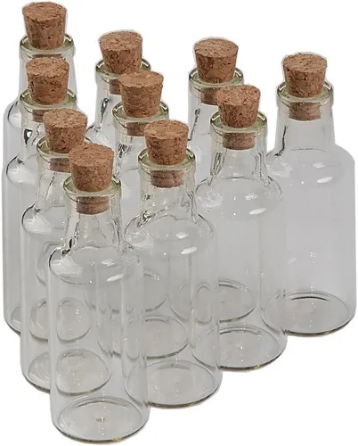 Vista 8 de Botellas de cristal transparente con tapón de corcho, para decoración de bodas