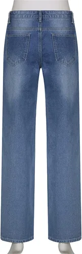 Vista 6 de Zempertoopa Pantalones de mezclilla holgados Y2K para mujer, pierna ancha, rectos, grunge, cintura alta, casual, holgados, pantalones de carga