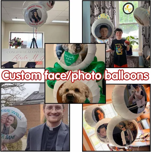 Vista 2 de Globo personalizado con cara, fotos personalizadas, globos de feliz cumpleaños, globos con nombre personalizado para regalos de fiesta de aniversario