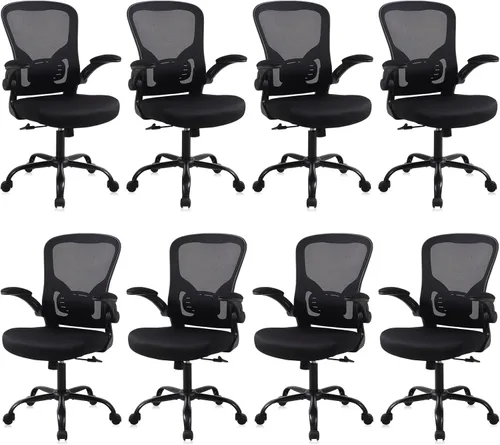 Vista 16 de Flysky Silla de oficina de malla, sillas ergonómicas de escritorio para computadora para oficina en casa, con reposabrazos abatibles