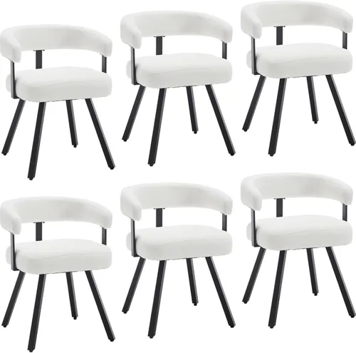 Vista 19 de DUOMAY Juego de 2 sillas de comedor de piel sintética, sillas de cocina curvadas con respaldo abierto con patas de metal, modernas sillas laterales