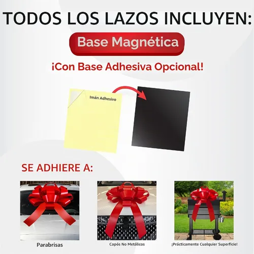 Vista 8 de CarBowz gran moño para auto, moño gigante de 30 pulgadas, imán sin rayones, de vinilo resistente al clima completamente ensamblado (negro)