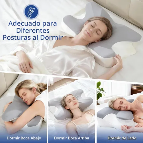 Vista 5 de Almohada cervical para aliviar el dolor de cuello y dormir, almohada ergonómica de apoyo para el cuello, almohada ortopédica de espuma viscoelástica