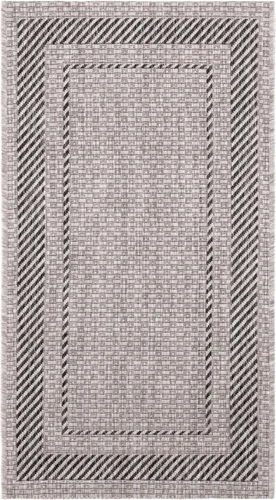 Vista 2 de SAFAVIEH Alfombra lavable al aire libre Courtyard Collection - 2'3" x 5', beige y negro, no desprende pelusa y fácil de limpiar, ideal para patio