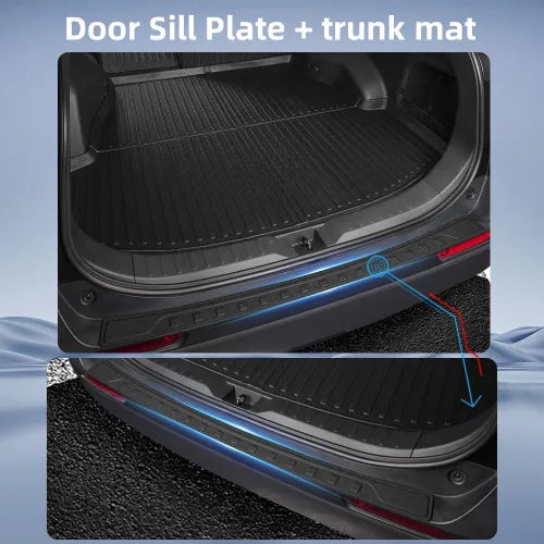 Vista 3 de Alfombrillas actualizadas para Toyota RAV4 2025-2019 y RAV4 Hybrid+placas para umbral de puerta, 9 piezas, revestimientos de suelo TPE + alfombrilla
