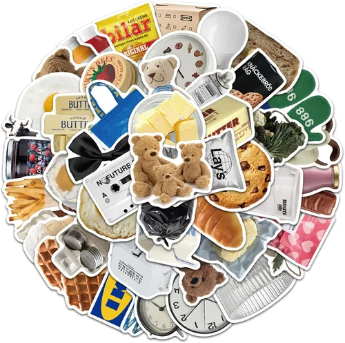 Vista 2 de Lindas calcomanías de galletas de leche, 50 calcomanías de vinilo