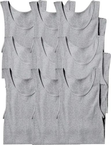 Vista 9 de ToBeInStyle Camiseta sin mangas para hombre, ajuste delgado, mezcla de algodón, color liso, cuello redondo