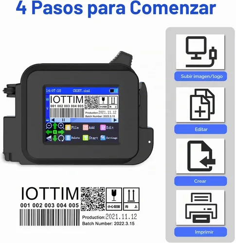 Vista 2 de Mini impresora de inyección de tinta 600DPI codificación de pantalla táctil de tinta de secado rápido