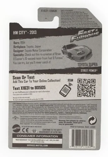 Vista 2 de Hot Wheels 2013 HW City Fast & Furious Toyota Supra 5/250, naranja