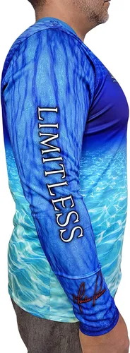 Vista 4 de Blue Submersion Camiseta de pesca de manga larga con protección solar UV UPF 40+ para hombres y mujeres