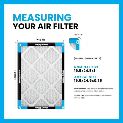 Vista 2 de Simply Filtro de aire de 19.5 x 24.5 x 1, Merv 8, paquete de 4, para horno de aire acondicionado y HVAC (tamaño real: 19.5 x 24.5 x 0.75 pulgadas)