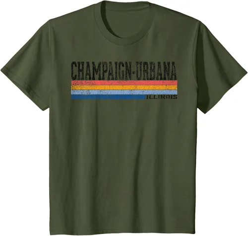 Vista 13 de clásico 1980s estilo champaign-urbana Illinois T Shirt, hombre 2XL, Blanco
