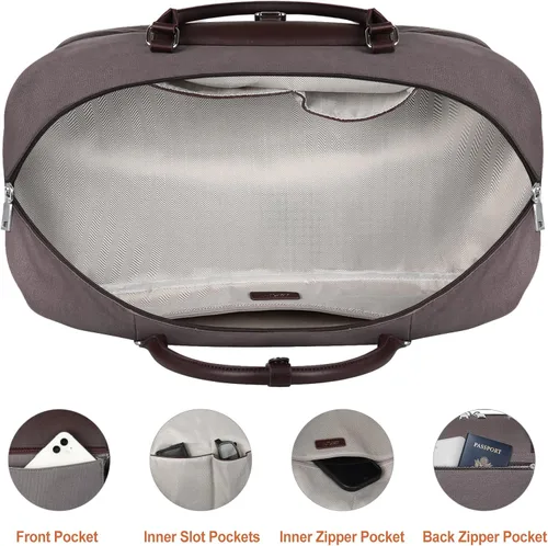 Vista 14 de IBFUN Bolsas de fin de semana para mujer, bolsa grande de lona para viaje, bolsa de viaje con compartimento para zapatos, 21 pulgadas, juego de 3