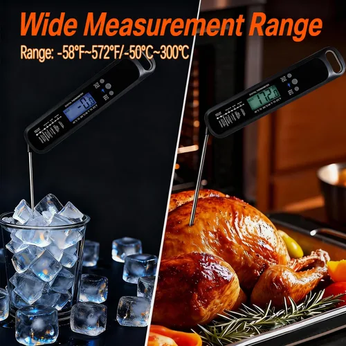 Vista 3 de Termómetro digital de carne con LED de alta precisión, impermeable IP67, termómetro de alimentos de lectura instantánea para freidora de aire