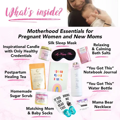 Vista 2 de Milky Chic - Caja de regalo con texto en inglés "You Got This New Mom", regalos de embarazo para madres primerizas, regalo para madres, regalos