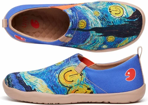 Vista 3 de UIN Zapatos deportivos ligeros para mujer para caminar informales con diseño de arte pintados divertidos para viajes vacaciones sonrientes