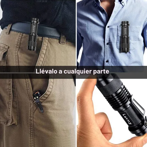 Vista 5 de LETMY Linterna táctica, linternas LED mini súper brillantes con clip para cinturón, con zoom, 3 modos, impermeable - Mejor linterna EDC para regalo