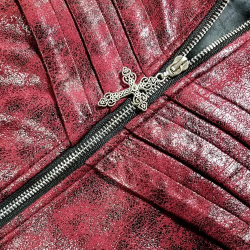 Vista 5 de Chaqueta steampunk de piel sintética para hombre, disfraz gótico victoriano