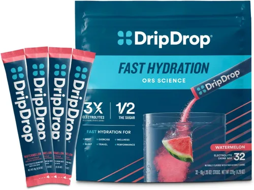 Vista 27 de DripDrop ORS - Polvo de electrolitos patentado para alivio rápido de la deshidratación, para entrenamiento, sudoración, enfermedad y recuperación
