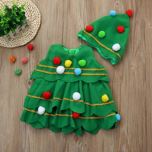 Vista 7 de Gamivast Lightning Deals of Today - Disfraces de Navidad para niños, disfraz de árbol, disfraz de árbol para niños y niñas, vestido B-verde, B-verde