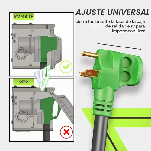Vista 5 de Cable de extensión de alimentación con cerradura para autocaravana de 30 amperios y 10 pies TT-30P a L5-30R, mango fácil de enchufar, indicador