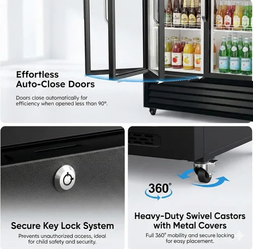 Vista 4 de Refrigerador comercial de vidrio de 2 puertas Merchandiser Display Refrigerador de bebidas Refrigerador de bebidas ETL, certificado NSF, 48